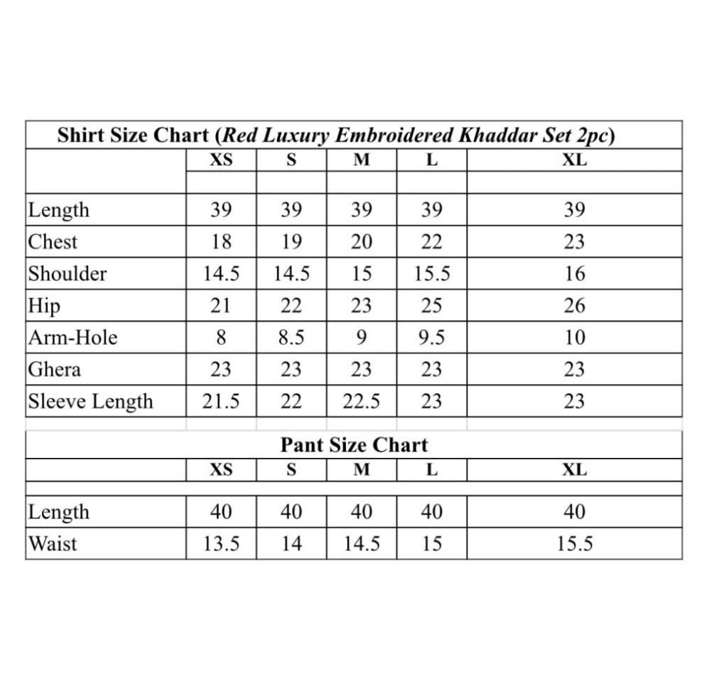 Red embroidered luxury khaddar set 2pc