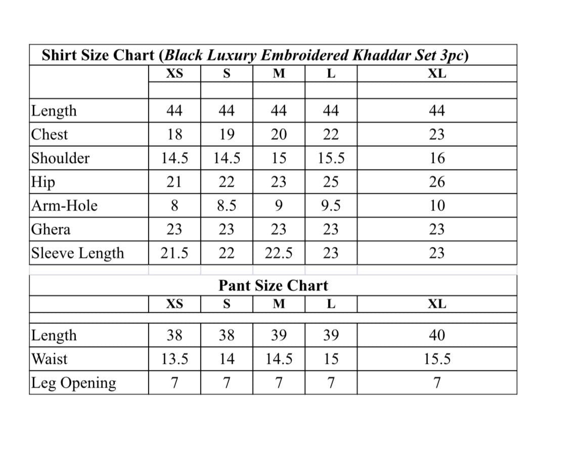 Black Embroidered Luxury Khaddar Set – 3 Pc