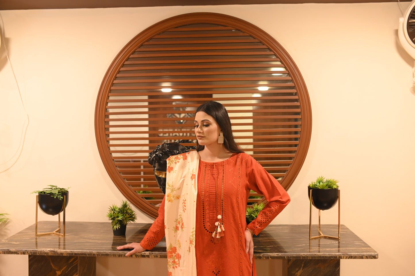 Rust Embroidered Luxury Khaddar Set – 3 Piece / 2 Piece