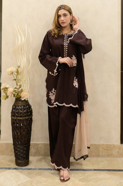 Cocoa bloom-2Piece / 3Piece Embroidered lawn