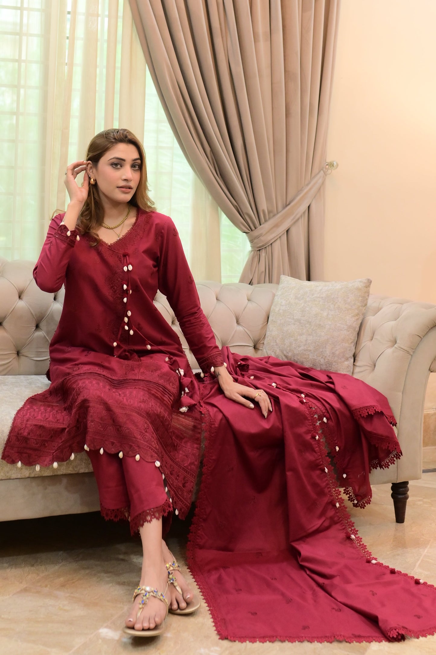 Cherry blossom 3 Piece Embroidered lawn