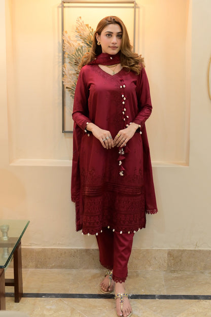 Cherry blossom 3 Piece Embroidered lawn