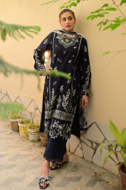 Sapphire bloom-3Piece Embroidered lawn