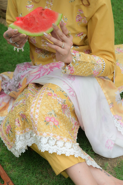Lime blossom 3Piece Embroidered lawn