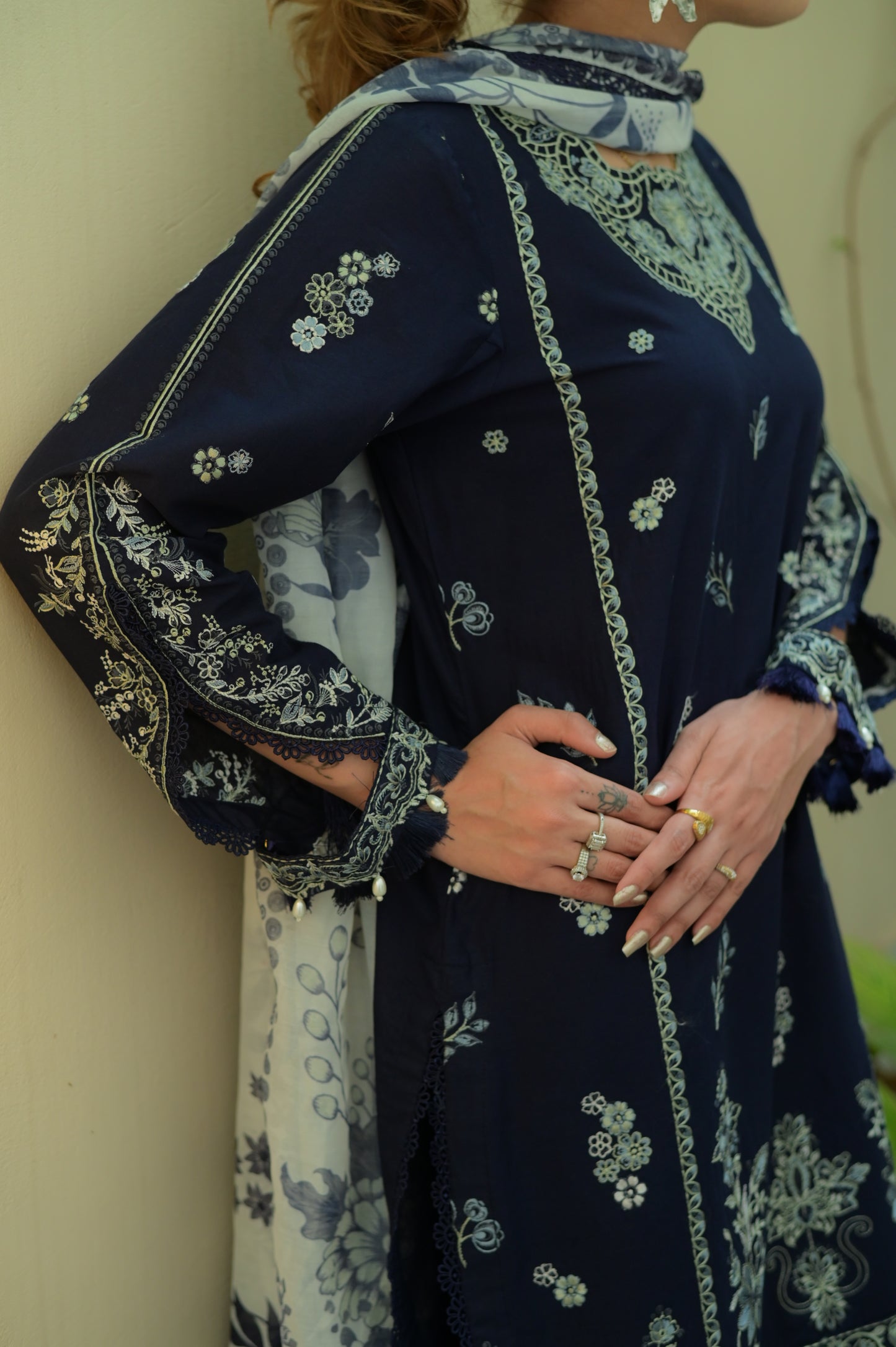 Sapphire bloom-3Piece Embroidered lawn
