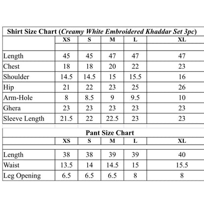 Creamy white Embroidered khaddar Set 3PC